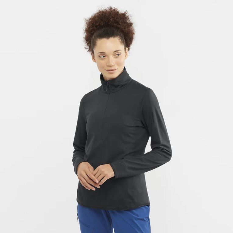 Dámské Bundy Salomon Essential Lightwarm Half Zip Černé | CZ 52BTNOM